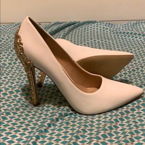 White and Gold High Heels